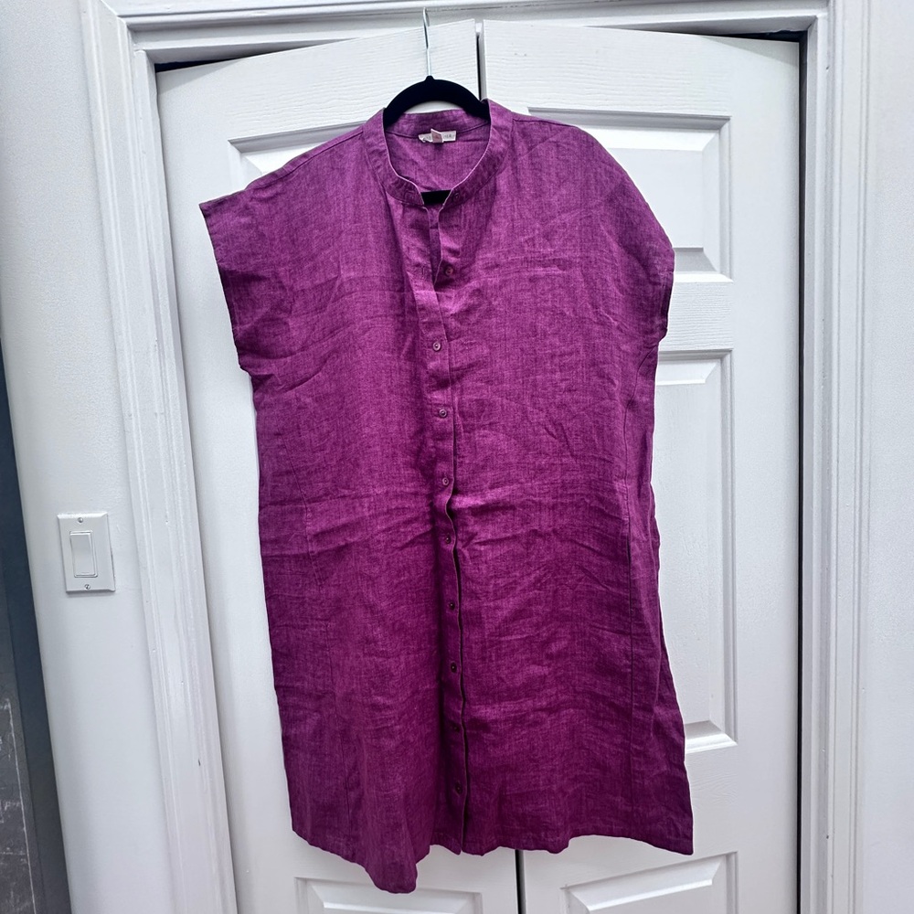 Eileen Fisher Fuschia Linen Dress L